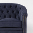 ネイビーブルーベルベットコンパクトチェスターフィールドラウンジ3シーターソファ　VINCENT