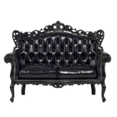 ブラックフレームイタリアンロコココンパクト2シーターソファ　Symphonyシリーズ