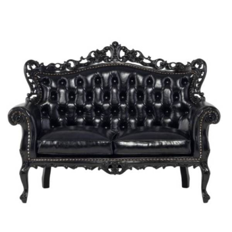 ブラックフレームイタリアンロコココンパクト2シーターソファ　Symphonyシリーズ