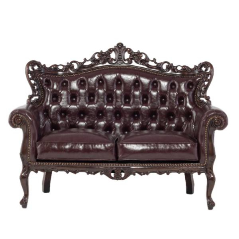 ブラウンフレームイタリアンロコココンパクト2シーターソファ　Symphonyシリーズ