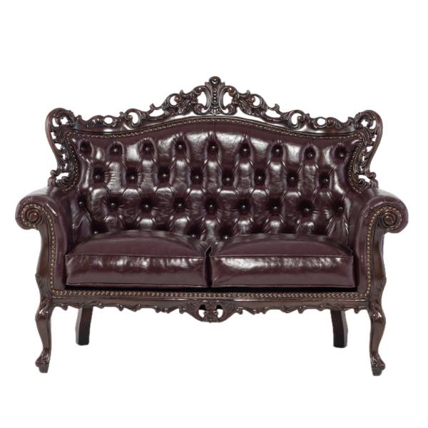 ブラウンフレームイタリアンロコココンパクト2シーターソファ　Symphonyシリーズ